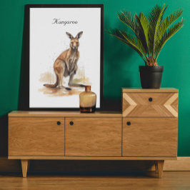 Outback Wanderer: Watercolor Kangaroo anpassningsb Poster