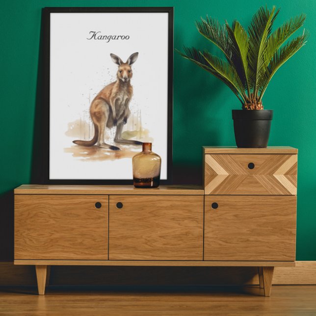 Outback Wanderer: Watercolor Kangaroo anpassningsb Poster (Skapare uppladdad)