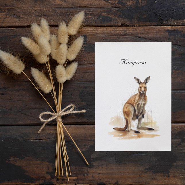 Outback Wanderer: Watercolor Kangaroo anpassningsb Vykort (Skapare uppladdad)