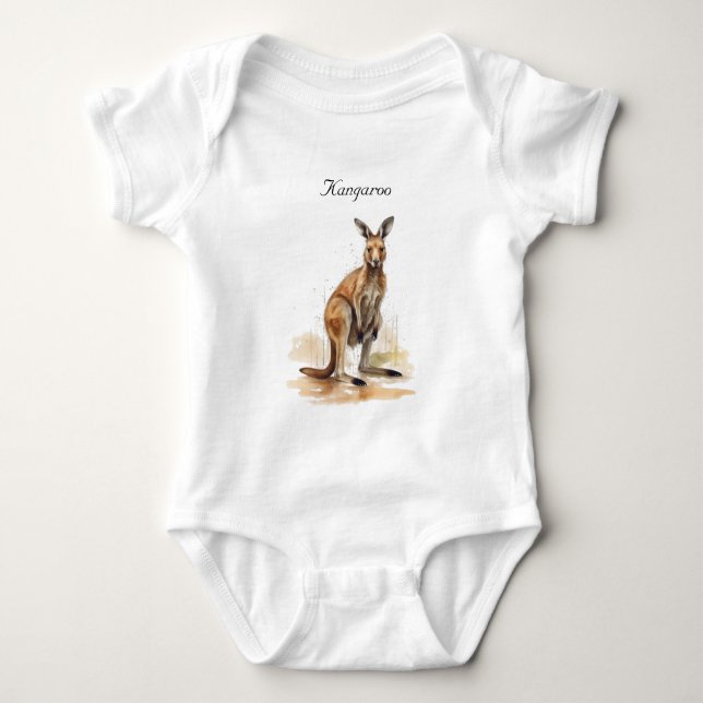 Outback Wanderer: Watercolor-känguru anpassad T Shirt (Framsida)