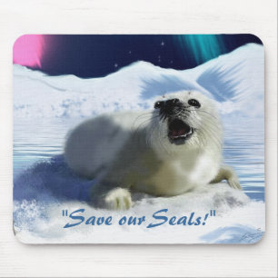 "OUTCRY" Harp Seal Anti Seal-Hunt Mouse Pad Musmatta