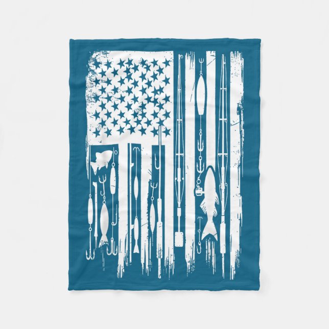 Outdoor Fishing American Flag Fisherman Fish Lover Fleecefilt (Framsidan)