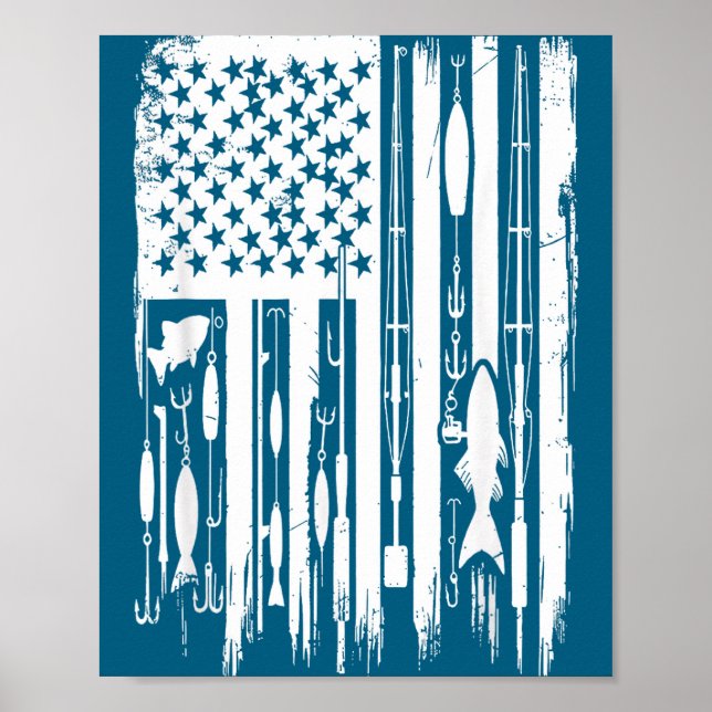 Outdoor Fishing American Flag Fisherman Fish Lover Poster (Framsidan)