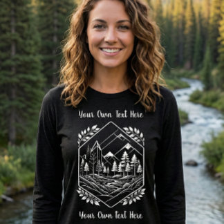 Outdoor Line Art Mountain Adventure Your Text T Shirt