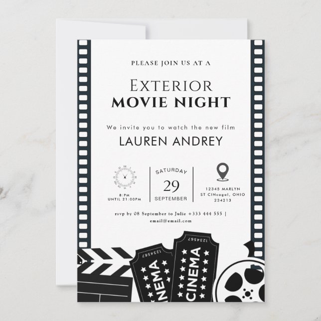 Outdoor Movie Night Invitation Inbjudningar (Framsida)