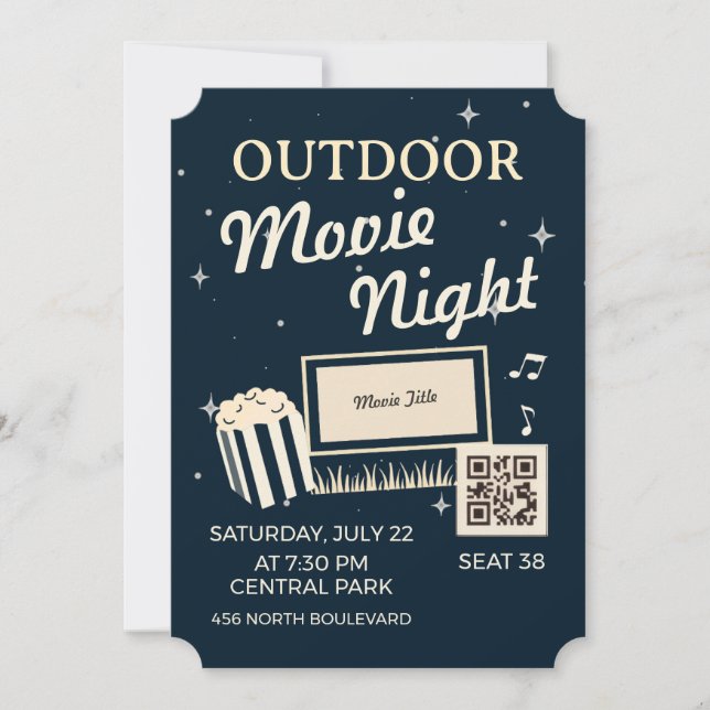 Outdoor Movie Night Ticket Invite Inbjudningar (Framsida)