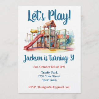 Outdoor Park Playground Kids Birthday Invitation Inbjudningar