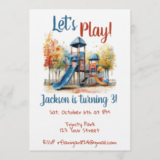 Outdoor Park Playground Kids Birthday Invitation Inbjudningar
