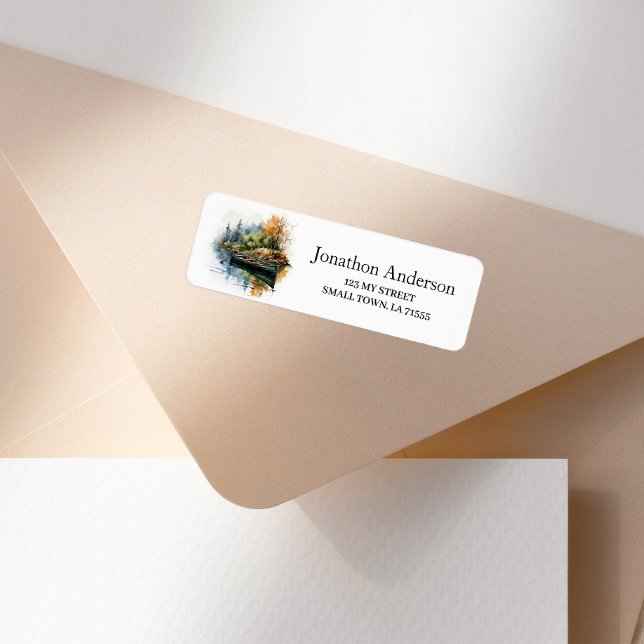 Outdoor River Canoe Address Label Returadress Etikett (Skapare uppladdad)