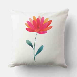 Outdoor Throw Pillow with Orange Floral Botanical  Kudde
