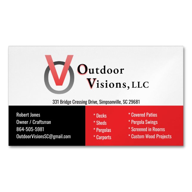 Outdoor Visions, LLC  Original Magnetisk  Magnetiska Visitkort (Framsida)