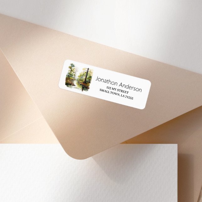 Outdoor Woods Swamp Pine Trees Address Label Returadress Etikett (Skapare uppladdad)