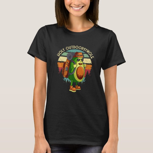 Outdoorsy Avocado Hiking Holy Outdoorsymole Guacam T Shirt (Framsida)