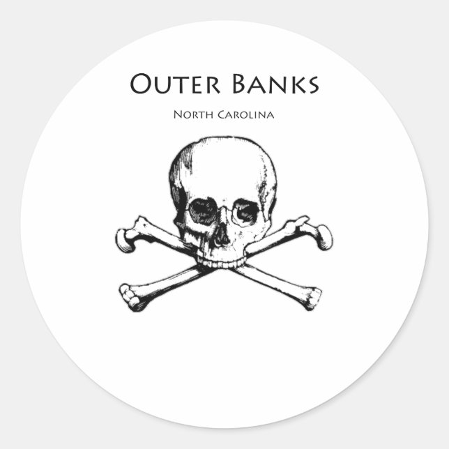Outer Banker Jolly Roger Runt Klistermärke (Framsida)