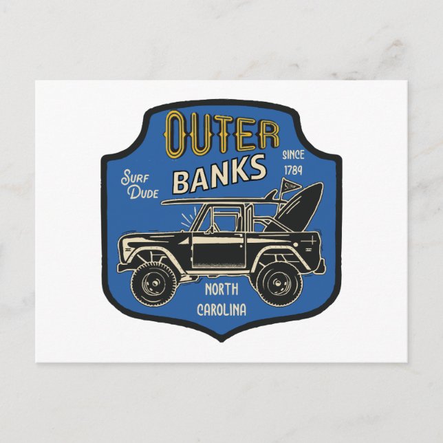 Outer Banker NC-bricka Helg Vykort (Framsida)