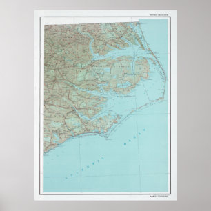Outer Banker NC Karta (1993) North Carolina Kusten Poster
