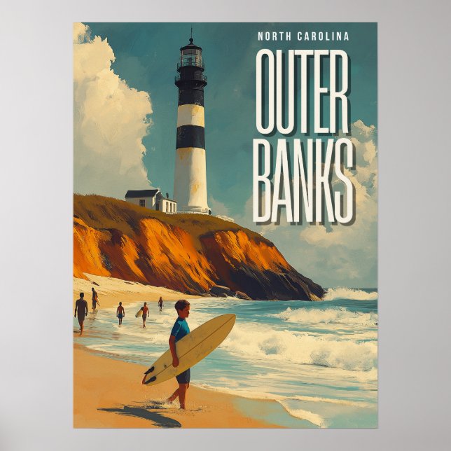 Outer Banker NC Vintage resor Poster (Framsidan)