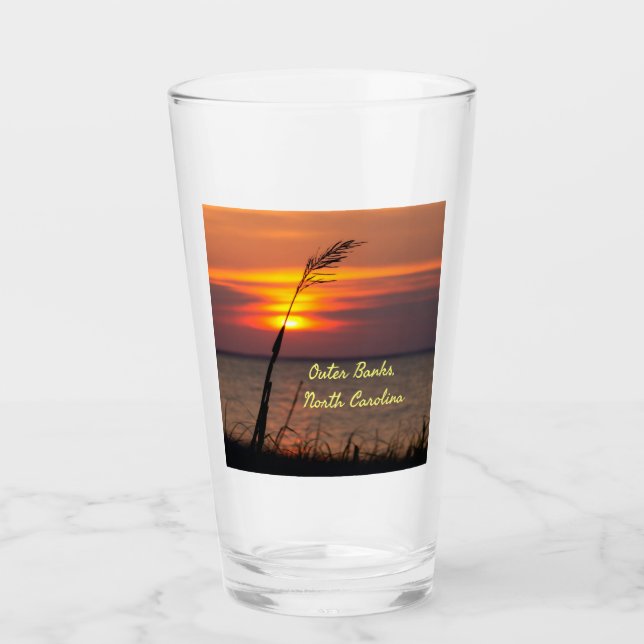 Outer Banker North Carolina Beach Sunset Orange Hi Glaskopp (Framsida)