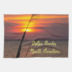 Outer Banker North Carolina Beach Sunset Orange Hi Kökshandduk