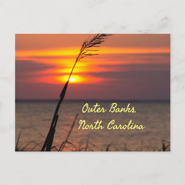 Outer Banker North Carolina Beach Sunset Orange Hi Vykort (Framsida)