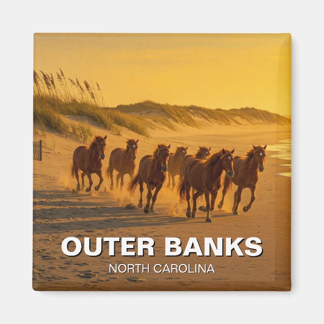 Outer Banker North Carolina Horses Travel Magnet (Framsidan)