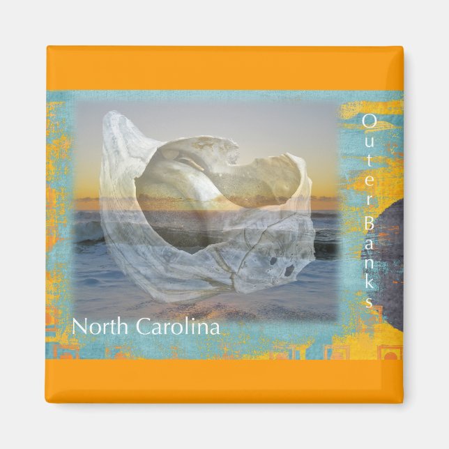 Outer Banker North Carolina Seashell & Surfa Magnet (Framsidan)