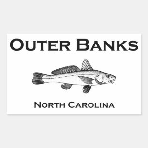 Outer Banker North Carolina Surfa Fishing Rektangulärt Klistermärke