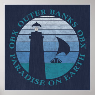 Outer Banker OBX Blå himmel Vintage Navy Aqua Poster