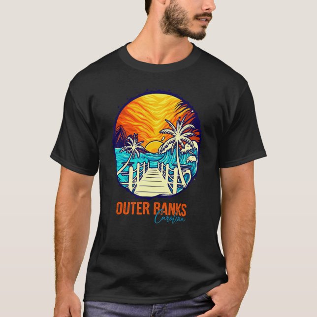 Outer Banker Solset Matching Vacation Friends Fami T Shirt (Framsida)