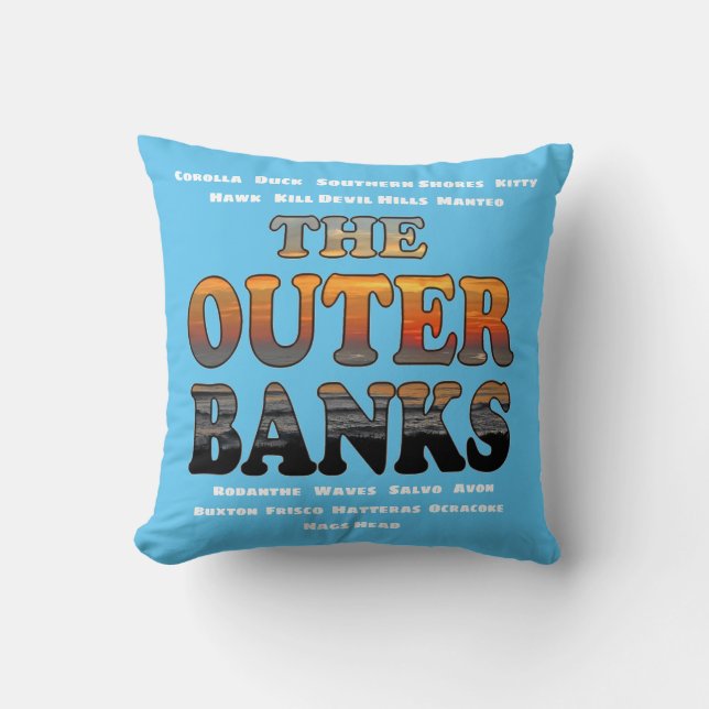 Outer-Banker-sostigtext och Städer-OBX Kudde (Framsida)