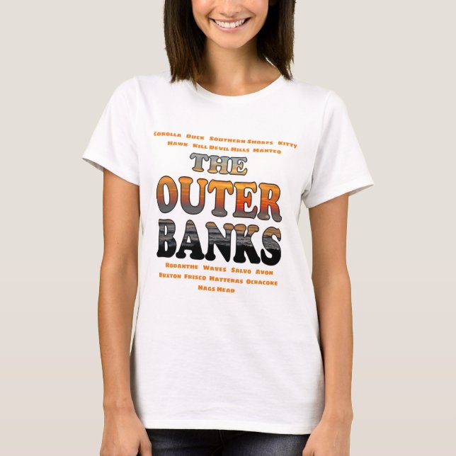 Outer-Banker-sostigtext och Städer-OBX T Shirt (Framsida)