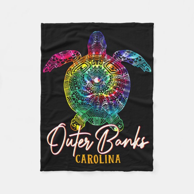 Outer Banker Tie Dye Sea Turtle Carolina Family Va Fleecefilt (Framsidan)