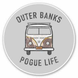 Outer Banker Van Pogue Life OBX Vintage (Silver) Klistermärken