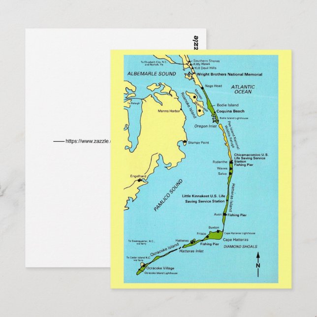 Outer Banks Kartpostkort Vykort (Fram/baksida)