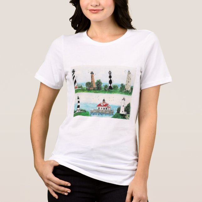 OUTER BANKS NORTH CAROLINA LIGHTHOUSES T SHIRT (Framsida)