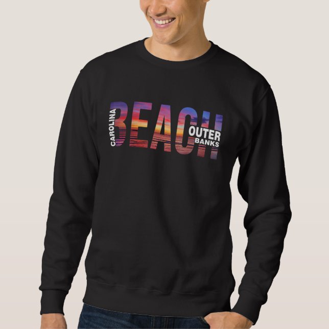 Outer Banks Palmer Träd Strand Carolina tema Semes Lång Ärmad Tröja (Framsida)