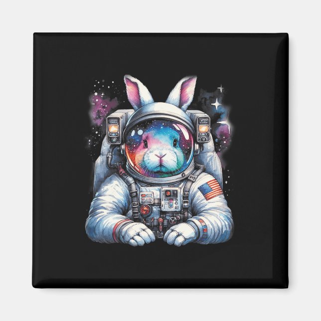 Outer Bunny Påsk Day Rabbit Usa Roligt Space Magnet (Framsidan)