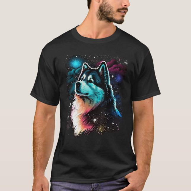 Outer Space Alaskan Malamute on Astronaut Alaskan  T Shirt (Framsida)