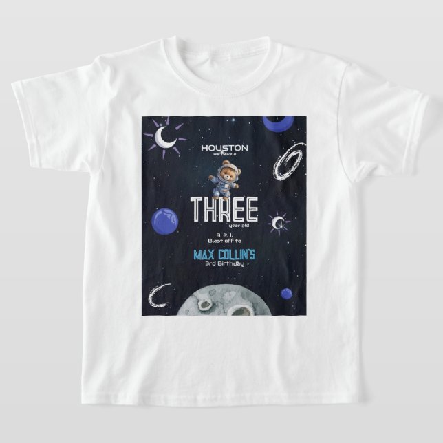 Outer Space Astronaut Birthday Kids T Shirt (Laydown)