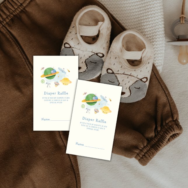 Outer Space Astronaut Blöja Raffe Baby Shower  Tilläggskort (Outer Space Astronaut Diaper Raffe Baby Shower Enclosure Card)