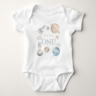 Outer Space Astronaut Planeter Första Födelsedag T Shirt