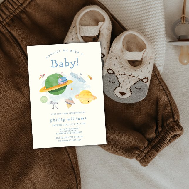 Outer Space Astronaut Rymdfarkost Baby Shower  Inbjudningar (Outer Space Astronaut Spaceship Baby Shower Invitation)