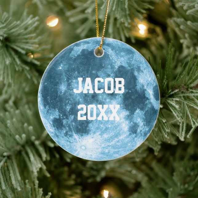 Outer Space Astronomy Astronaut Custom Name Moon  Julgransprydnad Keramik (Träd)