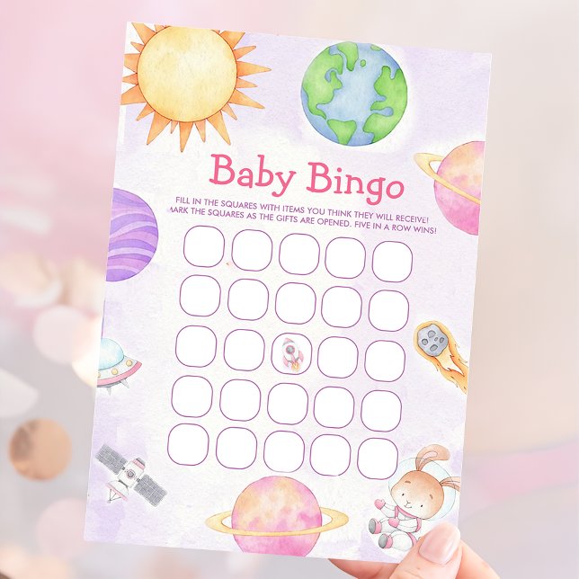 Outer Space Baby Shower Bingo Spelkort Inbjudningar (Skapare uppladdad)