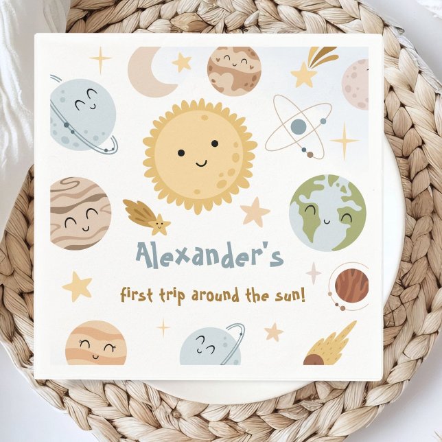 Outer Space Birthday First Trip Birthday Paper Pappersservett (Skapare uppladdad)