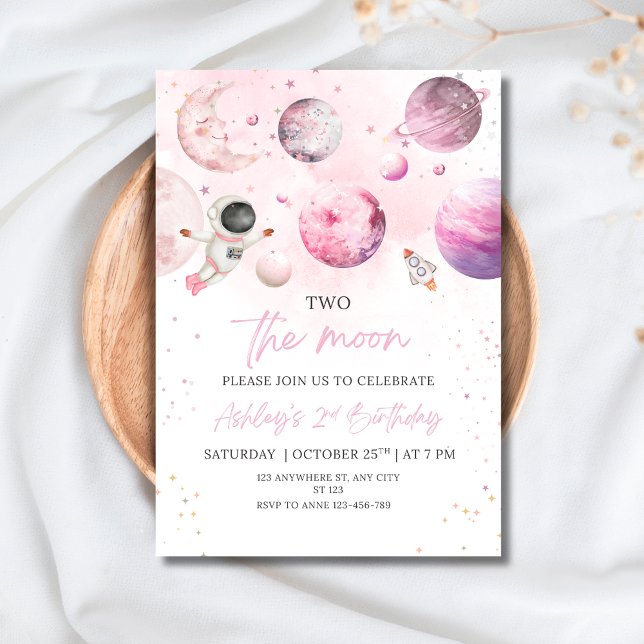 Outer Space Birthday Party Girl Astronaut Birthday Inbjudningar (Skapare uppladdad)