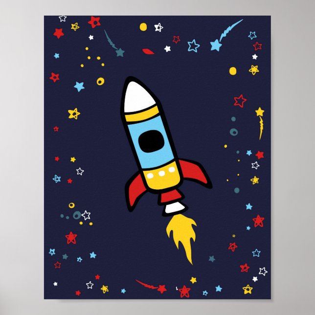 Outer Space decor, Rocket print 8x10 Poster (Framsidan)