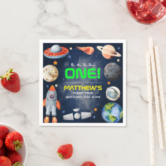 Outer Space First Birthday Pappersservett