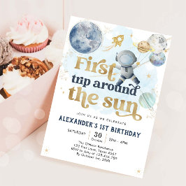 Outer Space First Trip Around the Sun 1st Birthday Inbjudningar