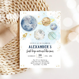 Outer Space First Trip Around the Sun 1st Birthday Inbjudningar